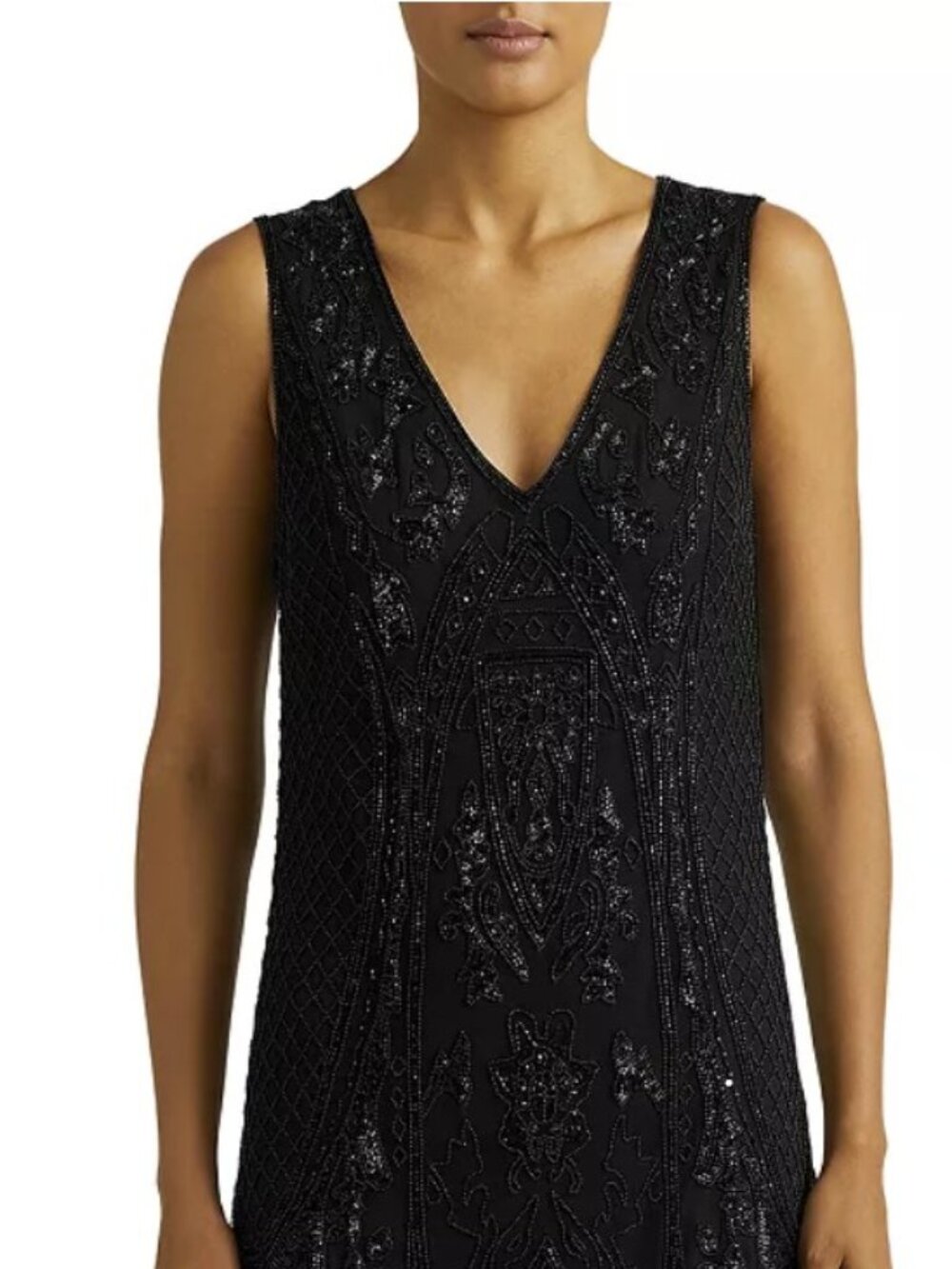 Ralph Lauren Black Beaded Cocktail Dress